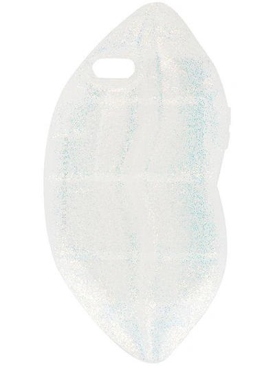 Stella Mccartney White Glitter Lips Iphone Case