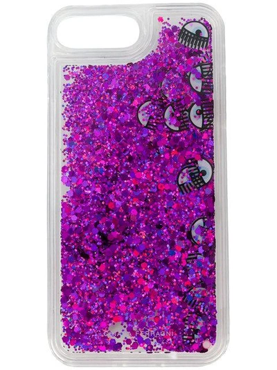 Chiara Ferragni Liquid Glitter & Eyes Iphone 7 Plus Case In Purple