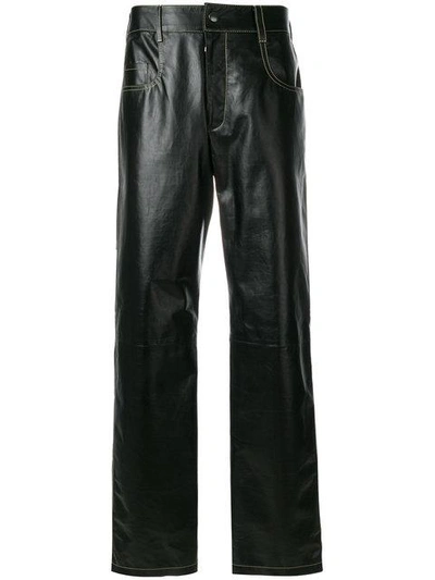 Vejas Leather Pants W/ Contrasting Stitching In Black
