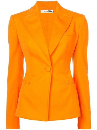 Oscar De La Renta One-button Stretch-wool Gabardine Jacket In Mandarin