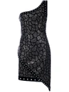 Balmain Studded One-shoulder Mini Dress
