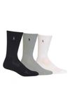 Polo Ralph Lauren Men's Socks, Casual Pony Player Crew 3 Pack In Navy Assorted
