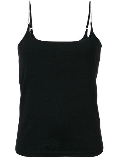 Alexander Wang T Luxe Ponte Scoop-neck Camisole W/ Chain Straps In 001 Black