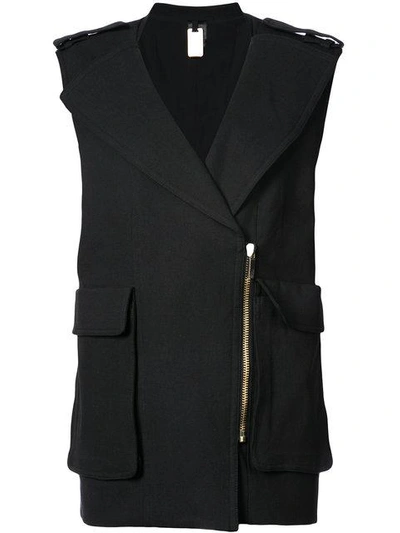 Thomas Wylde Large Pocketed Sleeveless Jacket In Black