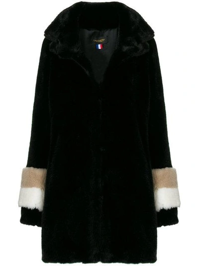 La Seine & Moi Carene Fur-sleeved Coat In Black