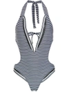 AMIR SLAMA STRIPED SWIMSUIT,1014512400480