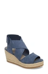 Eileen Fisher 'willow' Espadrille Wedge Sandal In Denim Nubuck