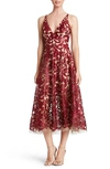 Dress The Population Blair Embellished Fit & Flare Cocktail Dress In Red