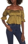 STONE COLD FOX MONTE OFF THE SHOULDER SILK TOP,HOL1703