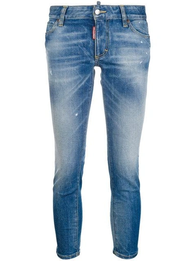 Dsquared2 Twiggy Cropped Fit Light Denim Jeans In Blue