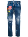 DSQUARED2 DSQUARED2 CROPPED DISTRESSED JEANS WITH PATCHES - BLUE,S75LA0989S3034212466060