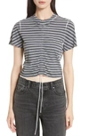 ALEXANDER WANG T RUCHED STRIPE COTTON TEE,4C481108D5