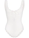Marysia Palm Springs Lace-up Scalloped Swimsuit In White