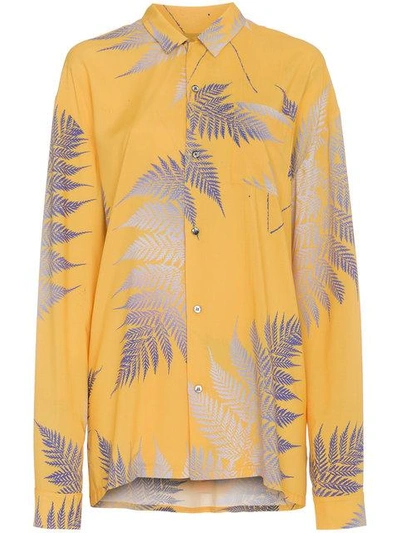 Double Rainbouu Palm Print Shirt In Yellow&orange