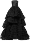 ISABEL SANCHIS ISABEL SANCHIS FRILL-LAYERED FLARED GOWN - BLACK,304STLVEAS107812525955