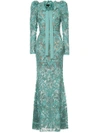 ELIE SAAB LONG SLEEVES FULL EMBELLISHED COLUMN GOWN,9002CELADON12527860