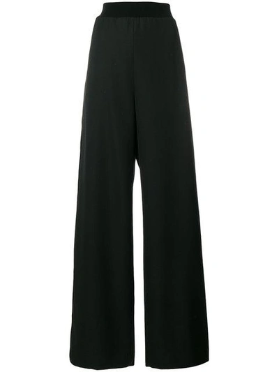Maison Margiela Elasticated-waist Wide-leg Wool Trousers In Black