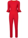 Black Halo Brooklyn Flared-sleeve Jumpsuit In Red