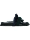 SACAI LEATHER AND FUR SLIPPERS,0352512314139