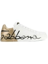 Dolce & Gabbana Portofino Sneakers In Leather And Patent In White