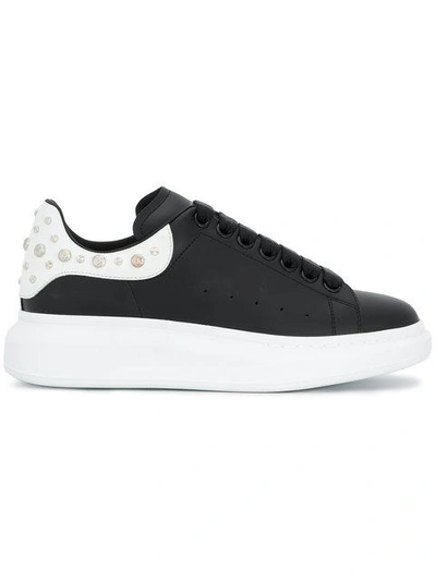 Alexander Mcqueen Oversized Studded Leather Platform Sneakers In Black Bone