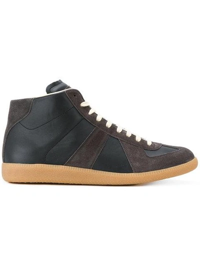 Maison Margiela Replica Leather High-top Sneakers In Black