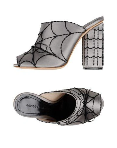 Marco De Vincenzo 100mm Spider Web Satin Sandals, Grey