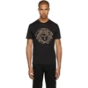 Versace Medusa Crystal Stud Embellished Cotton T Shirt In Black