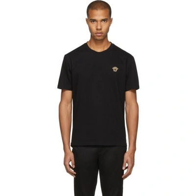 Versace Medusa Embroidered T-shirt In Black