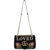 Gucci Gg Marmont Medium Embroidered Matelassé Velvet Shoulder Bag In Black