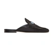 Prada Leather 10mm Mule Loafer With Logo In Nero