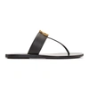 Gucci Marmont Logo-embellished Leather Sandals In 1000 Black