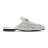 GUCCI SILVER GLITTER PRINCETOWN SLIPPERS,506398 KSP20