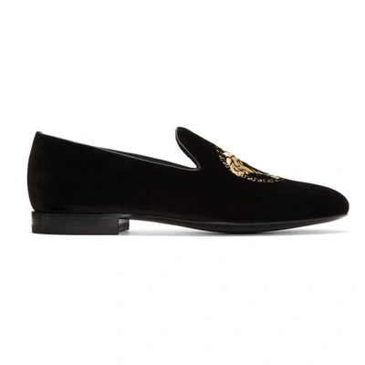 Versace Black Studded Loafers In Black