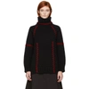 ALEXANDER MCQUEEN Black & Red Embroidered Cashmere Turtleneck