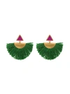 KATERINA MAKRIYIANNI KATERINA MAKRIYIANNI MINI FAN EARRINGS WITH PURPLE TRIANGLE STUDS - GREEN,K7E3SRVGS12538677