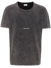 Saint Laurent Logo-print Distressed-effect T-shirt In Nero