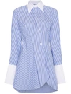 WRIGHT LE CHAPELAIN Wright Le Chapelain Stripe Long Sleeve Asymmetric Shirt - Farfetch,BLUEASYMMETRICSHIR12522764