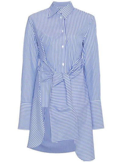 Wright Le Chapelain Asymmetric Stripe Wrap Shirt - Blue