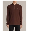 Allsaints Clash Long-sleeved Polo Shirt In Burnt Red