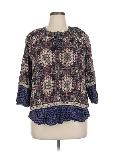 Pre-owned 11.1. Tylho 3/4 Sleeve Blouse In Blue