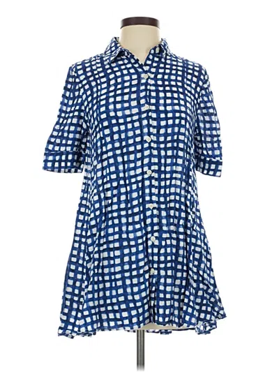 Pre-owned 11.1. Tylho 3/4 Sleeve Button Down Shirt In Blue