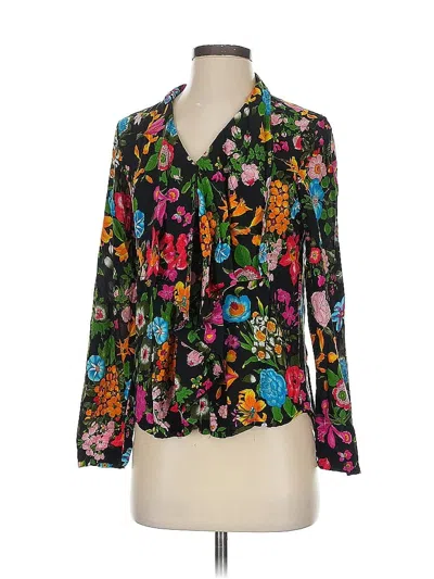 Pre-owned 11.1. Tylho Long Sleeve Blouse In Black