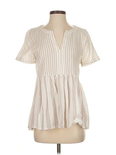 Pre-owned 11.1. Tylho Short Sleeve Blouse In White