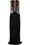 GIVENCHY TULLE-PANELED SEQUIN-EMBELLISHED CHANTILLY LACE GOWN,3074457345618157815