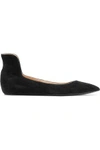 CASADEI WOMAN SUEDE POINT-TOE FLATS BLACK,US 2526016084152768