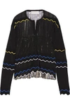 PETER PILOTTO WOMAN PANELED STRETCH-KNIT AND PLEATED SILK-BLEND LAMÉ CARDIGAN BLACK,US 4772211931190850