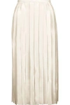 DION LEE WOMAN PLEATED SILK-SATIN AND GEORGETTE MIDI SKIRT OFF-WHITE,US 1914431940759182