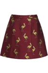 ALICE AND OLIVIA WOMAN PRINTED JACQUARD MINI SKIRT MERLOT,AU 1998551928944159