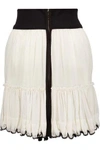 ISABEL MARANT WOMAN RENA TIERED BEADED COTTON-VOILE MINI SKIRT IVORY,US 2526016082801186